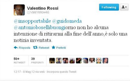 "Valentino Rossi vicino al ritiro". E lui twitta: ma va