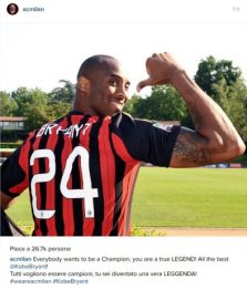 Milan, omaggio a Kobe: "Più di un campione, una leggenda"