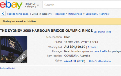 Venduti su eBay i cerchi olimpici di Sydney