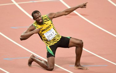 File photo dated 27-08-2015 of Jamaica's Usain Bolt celebrates after winning the gold medal in the Men's 200 Metres final during day six of the IAAF World Championships at the Beijing National Stadium, China. PRESS ASSOCIATION Photo. Issue date: Monday July 11, 2016 Bolt's hamstring injury at the start of July will only add to the anticipation over the defence of his 100m and 200m titles in Rio. See PA story OLYMPICS Stars. Photo credit should read Adam Davy/PA Wire.