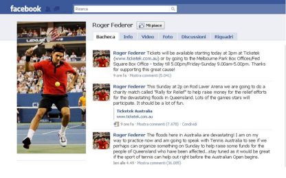 Federer, esibizione per aiutare le vittime delle inondazioni