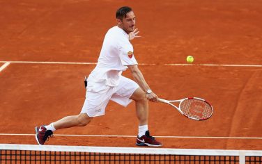 ROME, ITALY - MAY 09:  Italian professional footballer Francesco Totti plays in a Charity Tennis match during day two of The Internazionali BNL d'Italia 2016 on May 09, 2016 in Rome, Italy.  (Photo by Matthew Lewis/Getty Images)