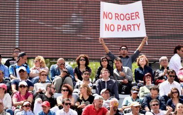 ROME, ITALY - MAY 12:  A Roger Federer supporter shows a banner on Day Five of The Internazionali BNL d'Italia on May 12, 2016 in Rome, Italy.  (Photo by Dennis Grombkowski/Getty Images)