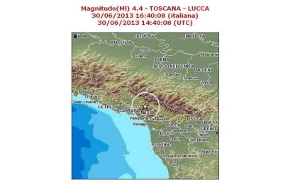 Terremoto: scossa di magnitudo 4.4 tra Massa e Lucca