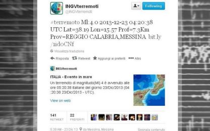 Terremoti: scosse a Messina e Brescia