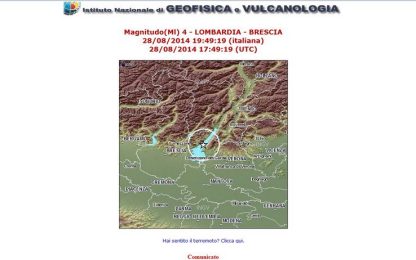 Terremoto, scossa di magnitudo 4.0 tra Verona e Brescia