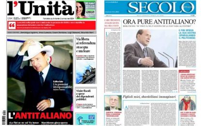 Berlusconi "antitaliano": stesso titolo per Unità e Secolo