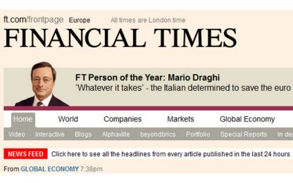 Financial Times, Draghi uomo dell'anno: "Ha salvato l'euro"