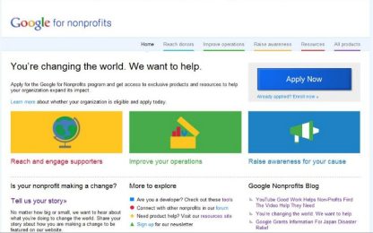 Google sposa il no profit: "Aiutiamo a cambiare il mondo"