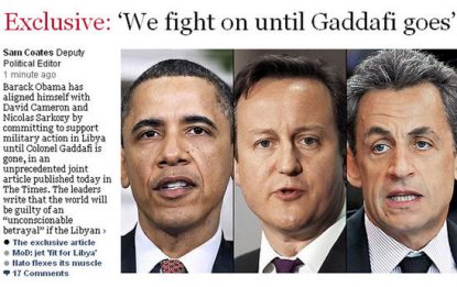 Obama, Cameron e Sarkozy: "Gheddafi deve lasciare la Libia"