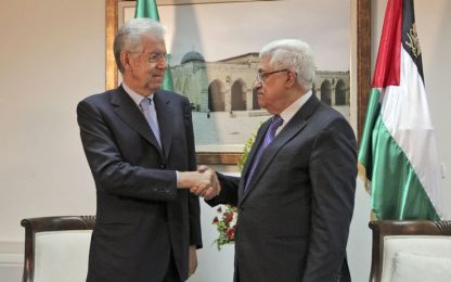 Monti ad Abu Mazen: "Italia sostiene il progetto di 2 Stati"