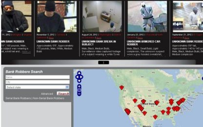 Usa, l'Fbi pubblica online la mappa delle rapine in banca