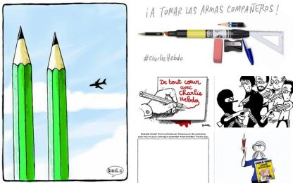 Charlie Hebdo, vignette di solidarietà da tutto il mondo