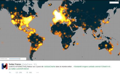 #JeSuisCharlie, 5 milioni di tweet in tutto il mondo. MAPPA