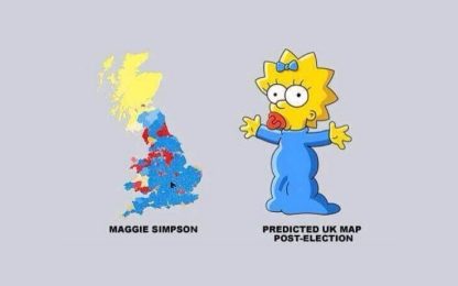 Elezioni Uk, la mappa dei risultati? Ricorda Maggie Simpson