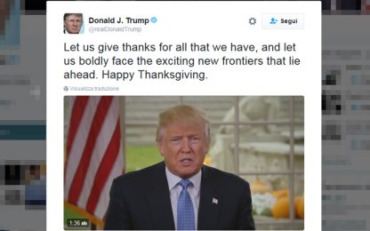Trump, videomessaggio nel giorno del Ringraziamento: "Uniamo il Paese"