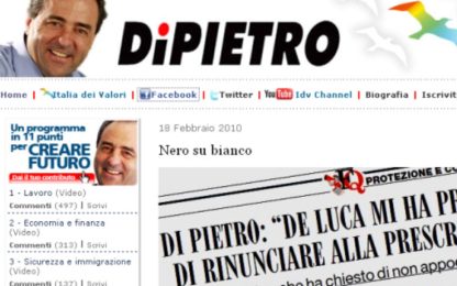 Regionali, Di Pietro su Facebook: "Su De Luca ditemi voi"