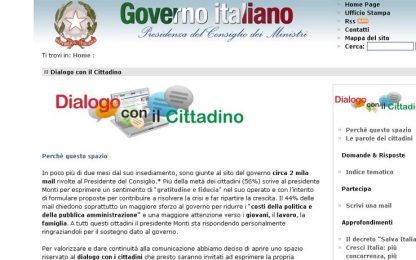 Governo Monti, dialogo con i cittadini anche via mail