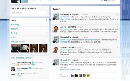 Formigoni: "Di Pietro vomita online". E' scontro su Twitter