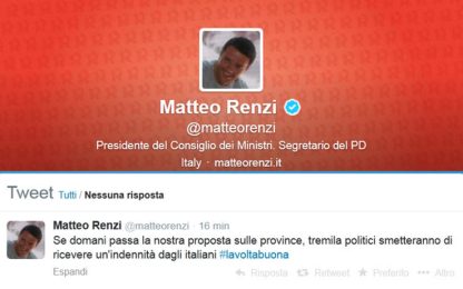 Renzi: con Ddl Province stop a indennità per 3mila politici
