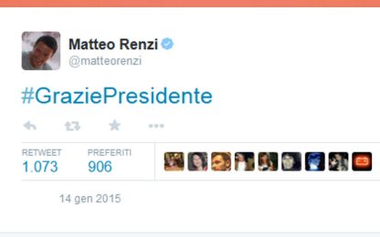 #GraziePresidente: sul web il saluto a Giorgio Napolitano