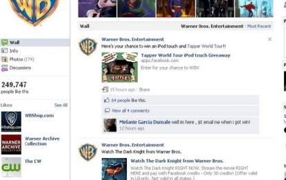 Warner Bros e Facebook insieme contro la pirateria