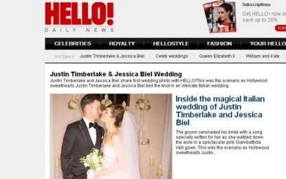 Biel-Timberlake: su Hello! le foto del matrimonio italiano