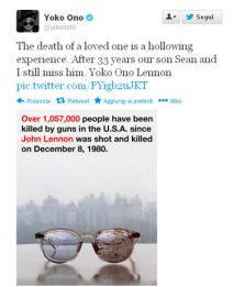 Yoko contro le armi: ecco gli occhiali insanguinati di John