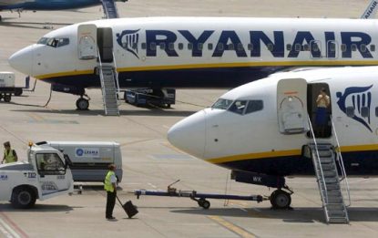 Crisi, Ryanair: profitti in calo. E’ la prima volta dal 2009
