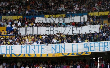 Terremoto, i tifosi del calcio: "Forza Abruzzo"