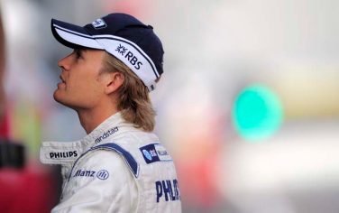 Williams driver Nico Rosberg of Germany is seen in the pitlane at the Catalunya racetrack in Montmelo, near Barcelona, Spain, on Friday, May 8, 2009. The Spanish Grand Prix will take place on Sunday. (AP Photo/Manu Fernandez)