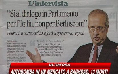Veltroni: collaborare per l'Italia, non per Berlusconi