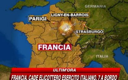 Francia, precipita elicottero con 7 militari a bordo