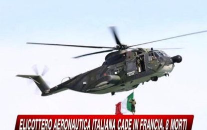 Elicottero Aeronautica italiana cade in Francia, 8 morti