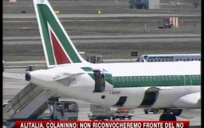 Alitalia, Colaninno: "Non riconvocheremo gli autonomi"