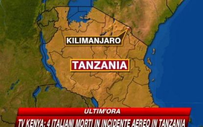 Tanzania, 4 turisti italiani morti in incidente areo