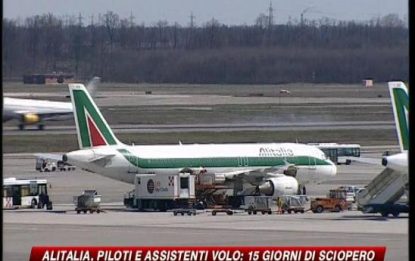 Alitalia, 15 giorni di sciopero