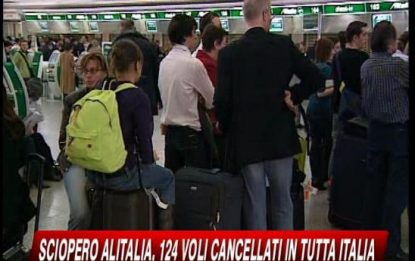 Alitalia, ancora caos negli aeroporti. Cancellati 124 voli