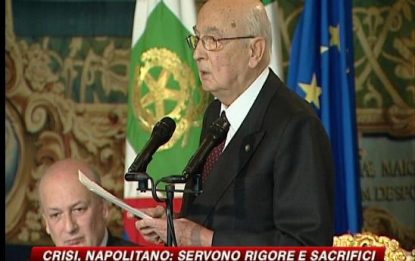 Crisi, Napolitano: "Rigore e sacrifici"