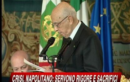 Crisi, la ricetta di Napolitano: "Rigore e sacrfici"