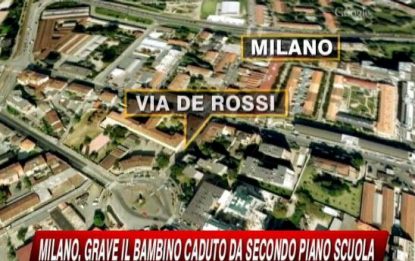 Milano, bimbo cinese cade da finestra a scuola: è grave