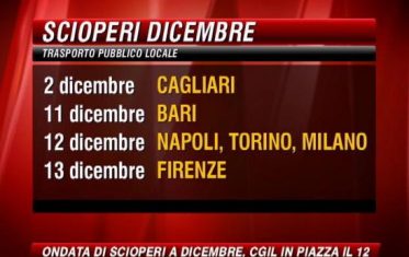 Ondata di scioperi a dicembre, la Cgil in piazza il 12