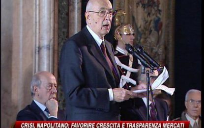 Crisi, appello di Napolitano: favorire crescita mercati