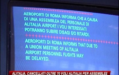 Alitalia: assemblee spontanee, paralisi a Fiumicino