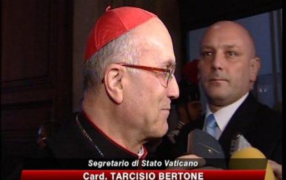 Eluana, Bertone: "Buoni i rapporti tra Stato e Chiesa"