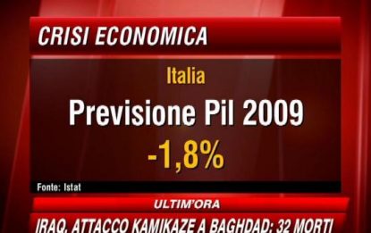 Crisi, Istat: nel 2008 Pil giù dello 0,9 per cento