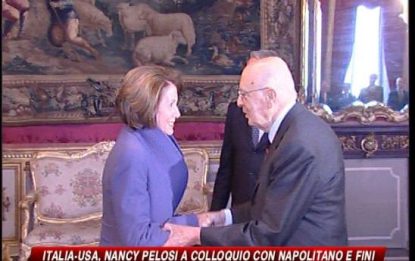 Usa, Nancy Pelosi incontra Napolitano e Fini