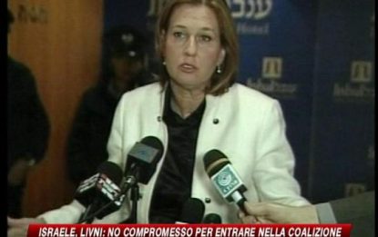 Livni: "No compromesso per entrare nella coalizione"