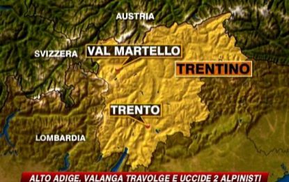 Alto Adige, valanga travolge e uccide due alpinisti