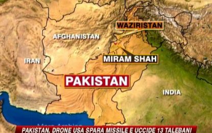 Pakistan, drone Usa spara missile e uccide 13 talebani